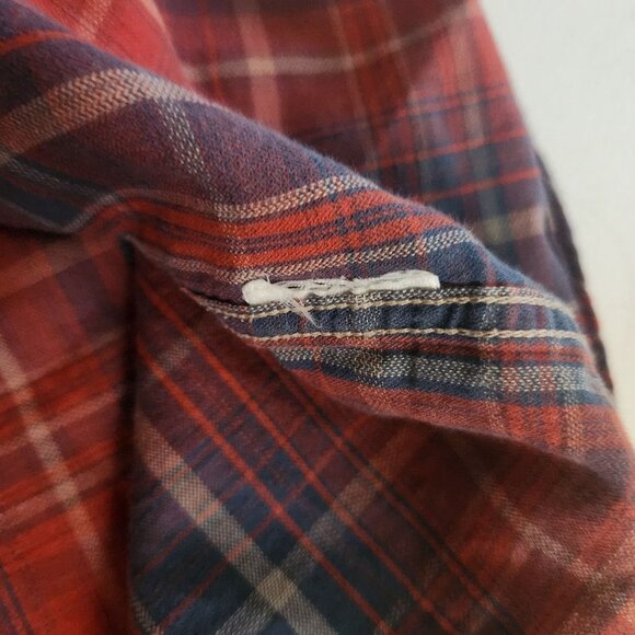 H&M L.O.G.G. Shirt Mens Size L Red Blue Plaid Long Sleeve Fitted - Picture 6 of 7